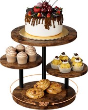 Cupcake Stand 4 Tier for 50 Cupcakes Wooden Cake Stand 360 Rotatable Dessert