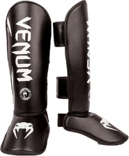 Venum Challenger Kids Shin Guards Large Muay Thai MMA Black White
