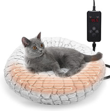Cozy Heated Cat Bed with Timer Adjustable Temp - 19" Electric Warming Pad