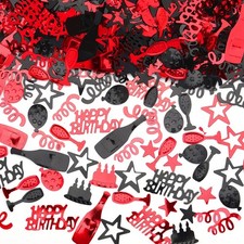 3000 Pcs Red Black Metallic Foil Stars Happy Birthday Confetti Party Decor