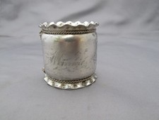 Large VICTORIAN Silverplate NAPKIN RING-Applied Wire-Mono MINNIE-Nice!