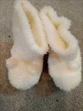 Marks and Spencer Baby Booties Size 6 Months White Plush Fur