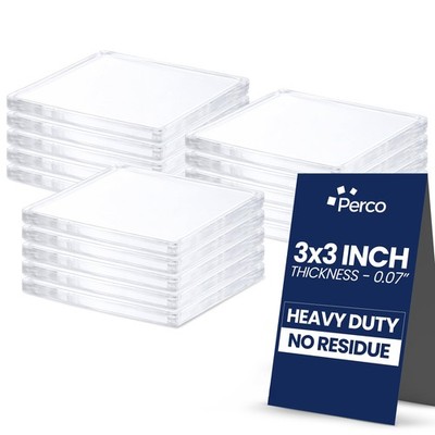 Perco Double Sided Tape Squares, Clear Nano Tape, 15 3''x3'' Pre-Cut Mounting S...