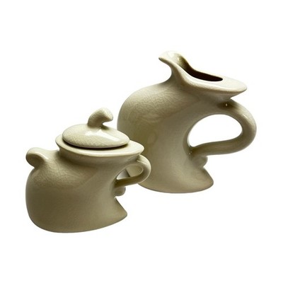 Michael Lambert Studio Dancing & Struttin Creamer & Sugar Set Signed Tan