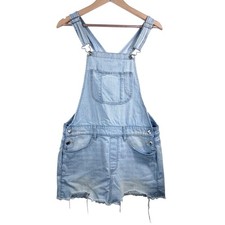 American Eagle Light Wash Denim Overall Dress Distressed Mini Y2K 90s sz S