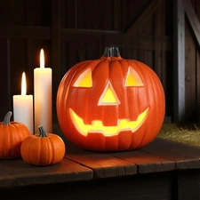 Halloween Light Up Pumpkin Jack O Lantern Pumpkins Decor Vintage Plastic Pump...