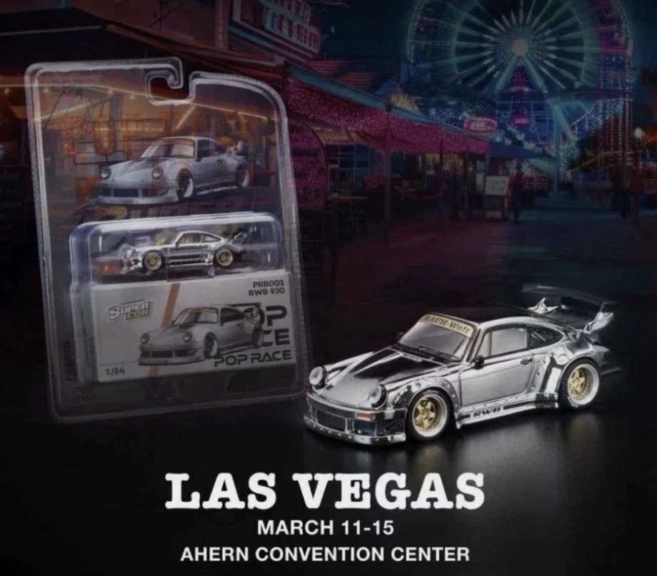 Pop Race RWB 930 2026 Las Vegas Super Con Exclusive Chrome Diecast