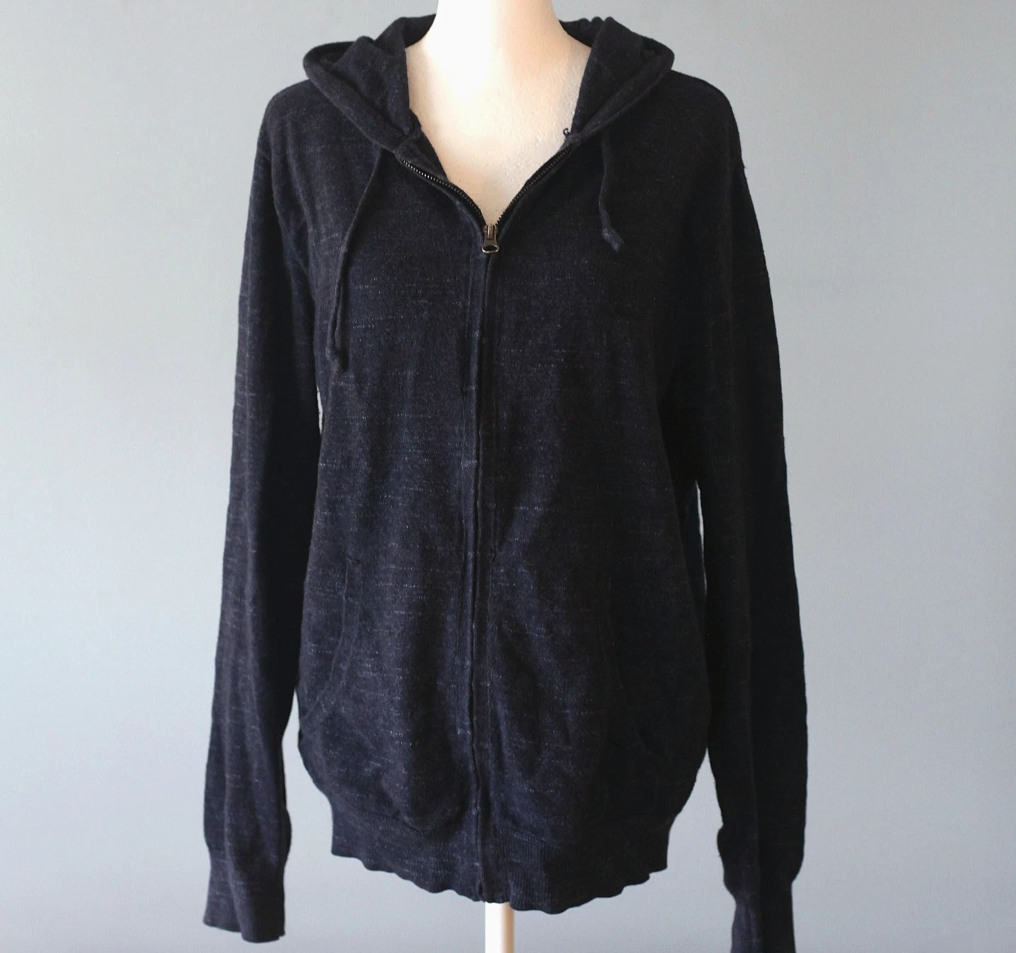 J Crew Hoodie Sz Small 100% Cotton Wool Dark Heather Blue Hoodie Pockets
