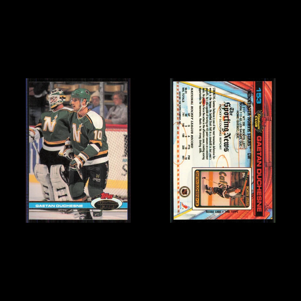 Gaetan Duchesne #153 1991 Topps Stadium Club Minnesota North Stars Hockey Card - Image 3 of 3