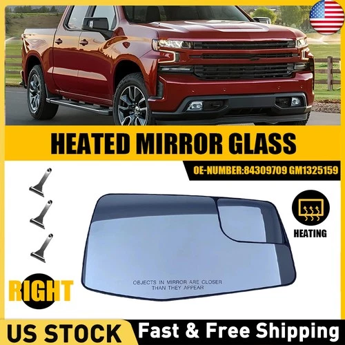 For 2019-2024 SIERRA SILVERADO 1500 2500 3500 Mirror Glass Heated Passenger Side