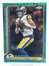 2025 Topps Chrome Matthew Stafford Los Angeles Rams Blue /199 Football Card #169