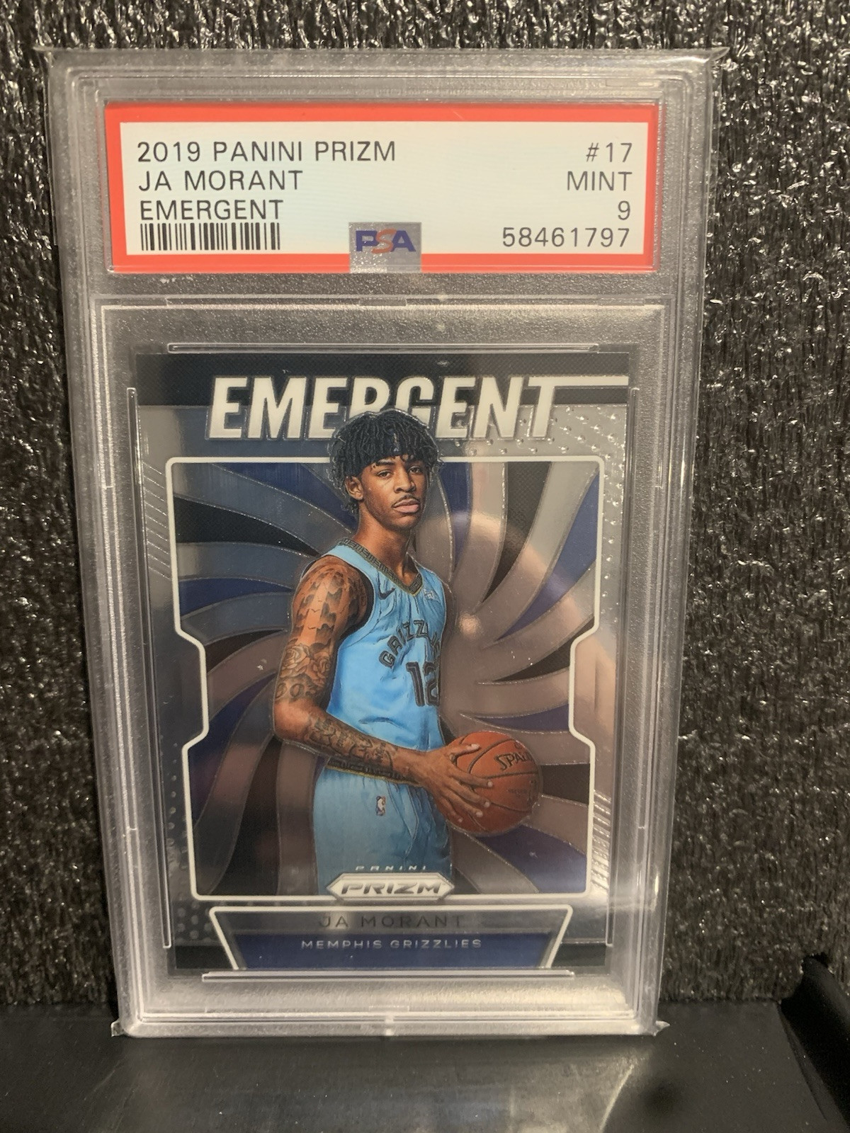 JA MORANT 2019-20 PANINI PRIZM ROOKIE RC #17 EMERGENT PSA 9 MINT