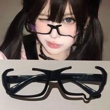 For punk Style Half Frame Glasses with Anime Design and Anti Blue Light