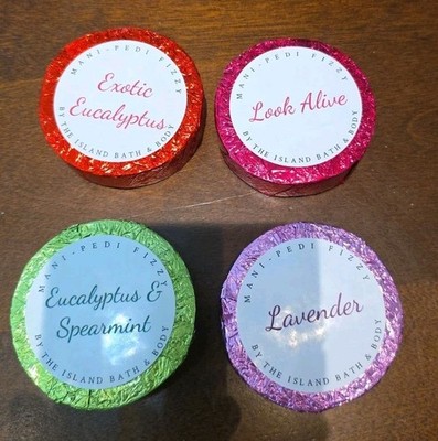 BY THE ISLAND BATH & BODY Mani Pedi Fizzy Bath Bombs 4 Scents. Dl2