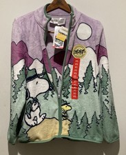 Peanuts Snoopy Women s Sherpa Full Zip Jacket Scenic Character Coat XS