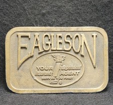 WJ01134 VINTAGE 1970s EAGLESON INDEPENDENT INSURANCE AGENT BRASS BELT BUCKLE