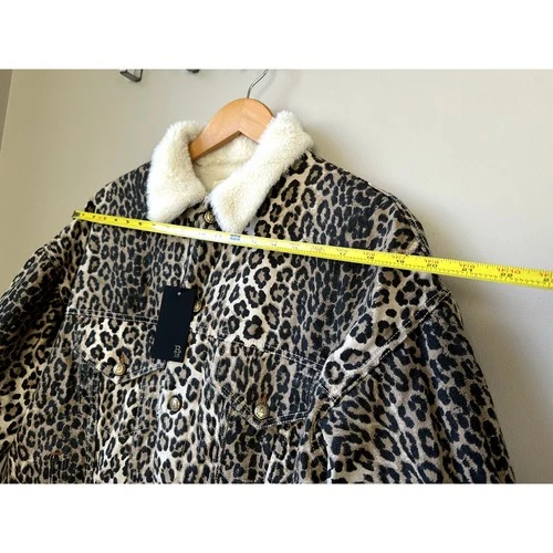 NWT $1195 R13 Mens Lyle Sherpa Lined Leopard Trucker Coat Jacket Size M image 3