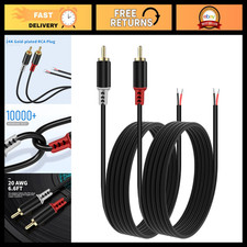 RCA to Speaker Wire Adapter - 2 Bare Wire Cables to RCA Plug for AV Receiver, TV