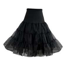 1950s Women's Vintage Petticoat Knee-Length Tulle Skirt Crinoline Large Black