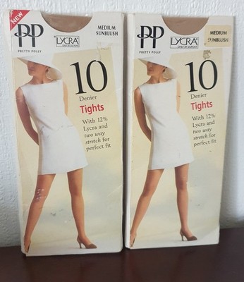 Pretty Polly Tights, 10 Denier, Medium - 2 Packs - New