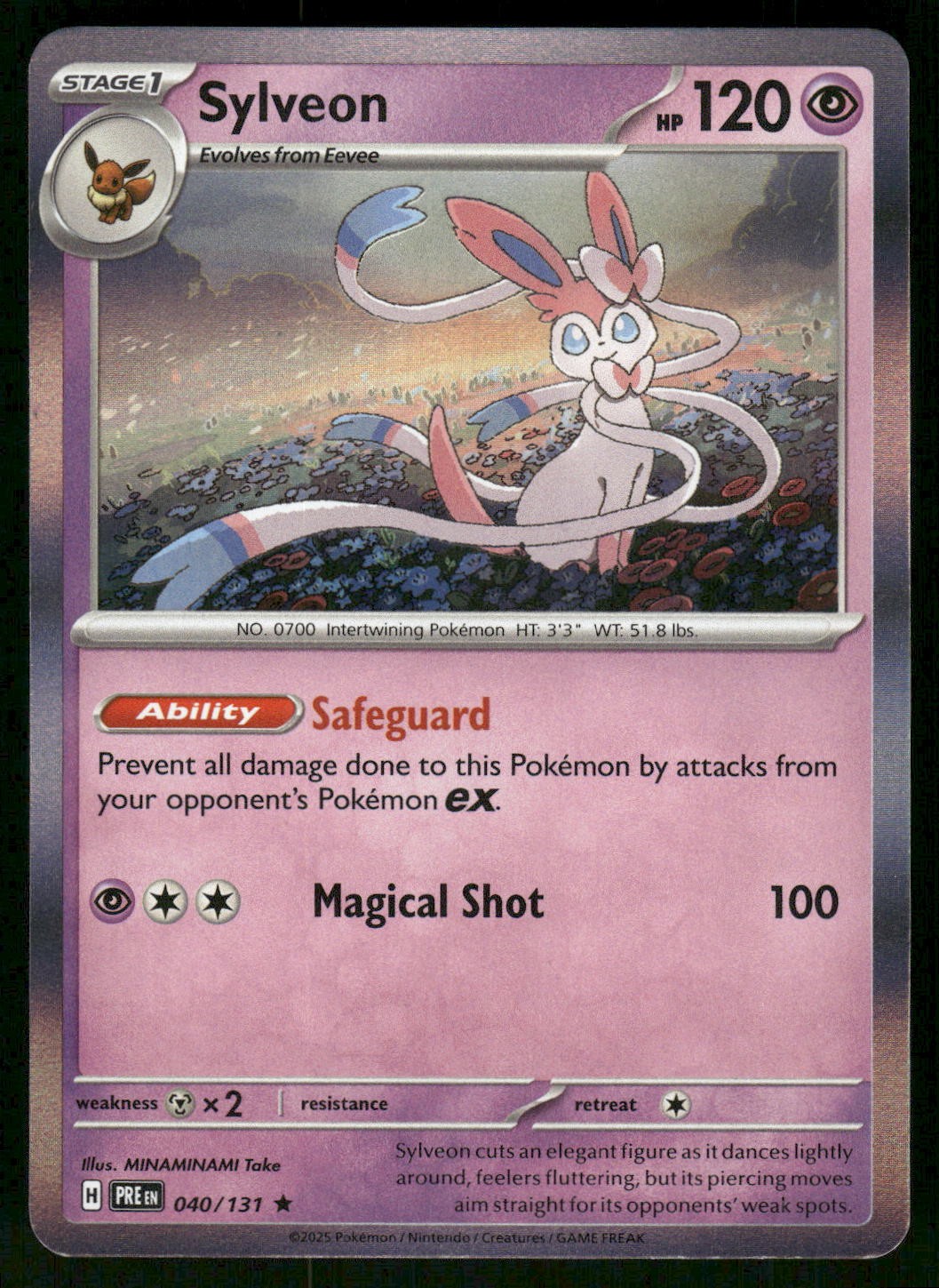 2025 Lightly Played Pokemon Sylveon 040/131 Prismatic Evolutions PRE
