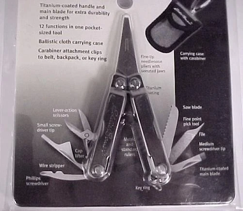 Eddie Bauer 12 Function Pocket Tool Knife Screwdrivers Scissors Case w Carabiner - Image 2 of 4