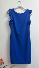 Calvin Klein Ruffle Shoulder Sheath Mini Dress Royal Blue Size 6