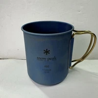 Snow Peak Danner Titanium Single Wall Mug 450 Custom Anodized Blue/Gold Handles