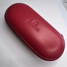 Genuine Omega Red Zipper Eyeglass Style Watch Storage Travel Case