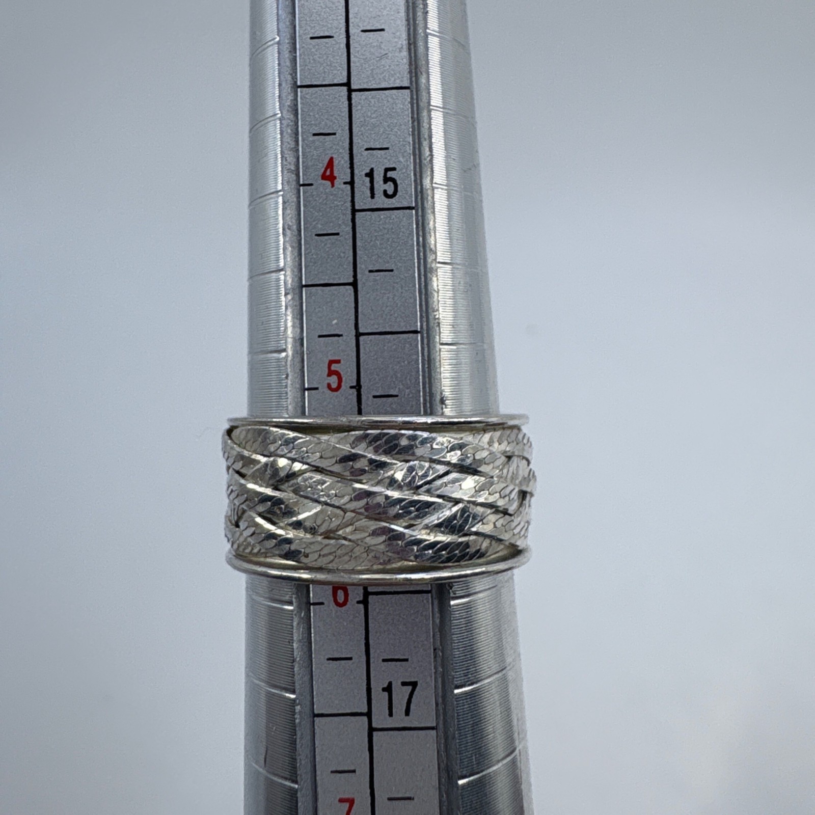 VTG Solid Sterling Silver 925 Herringbone Wrap De… - image 6