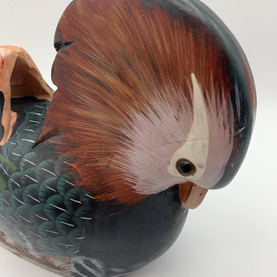 Винтажная фигурка мандарина утки ручная роспись народное искусство скульптура птицы 8 дюймов камень - Изображение 4 из 4