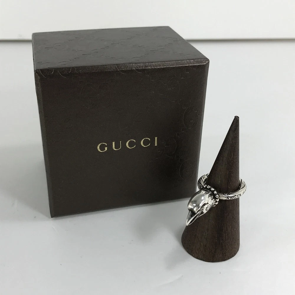 Bague femme Gucci Anger Forest tête d'aigle accessoires taille 9 argent GjP53
