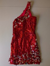 Clarisse Red Sequin One-Shoulder Cocktail Dress Size 2   Sparkly Prom/Party Dres