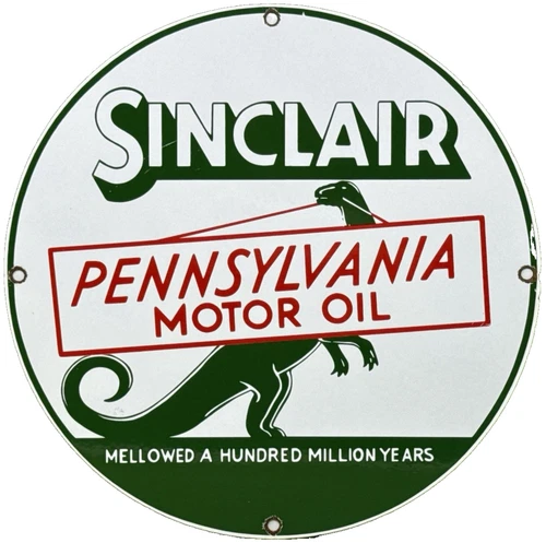 VINTAGE SINCLAIR GASOLINE PORCELAIN SIGN DEALERSHIP GAS STATION DINO MOTOR OIL