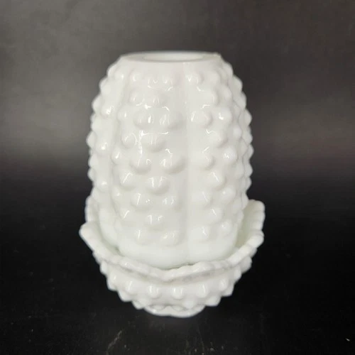 Vintage Fenton Milk Glass Hobnail Fairy Light Candle Holder White 2 Piece Set