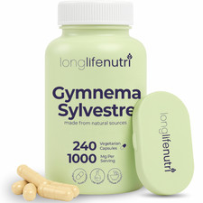 Gymnema Sylvestre 1000mg - 240 Vegetarian Capsules, Organic 20:1 Leaf Extract