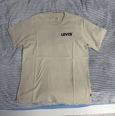 Levi's Herren T-Shirt Gr. S Beige Rundhals Kurzarm Relaxed Logo
