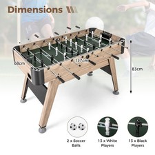 Foosball Table 2 Balls 26 Figures Score Counters 8+ Game Room Bar Natural