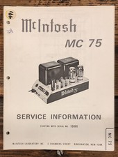 McIntosh MC75 MC-75 Amplifier Service Manual Original 