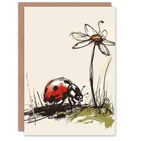 MarienkäFer GäNseblüMchen Blume Zeichnung Natur Geburtstagskarte