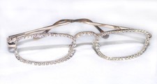 NEW RHINESTONE CRYSTAL READING GLASSES RECTANGULAR SILVER MADE WITH SWAROVSKI