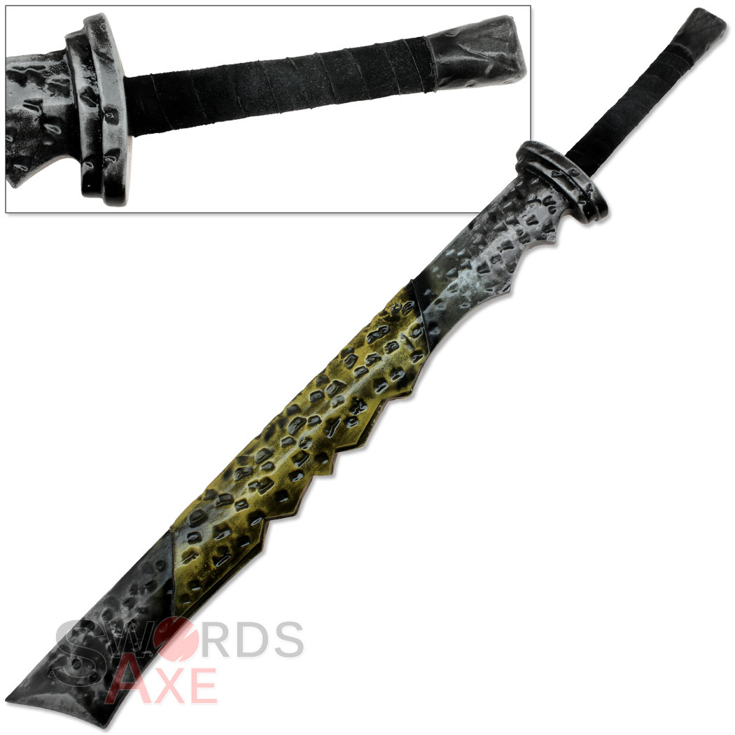 Image 1 - Battle-Worn Orc Foam Black Ork Choppa Latex LARP Orcish Sword Weapon Cosplay