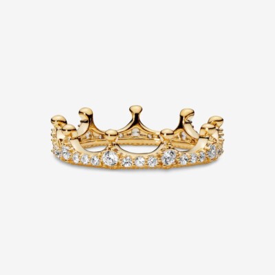 Pandora Gold Plated With CZ Enchanted Crown Ring 168654C01