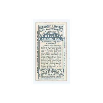 1913 Wills's Cigarettes Arms of Companies Mercant Taylors' #5