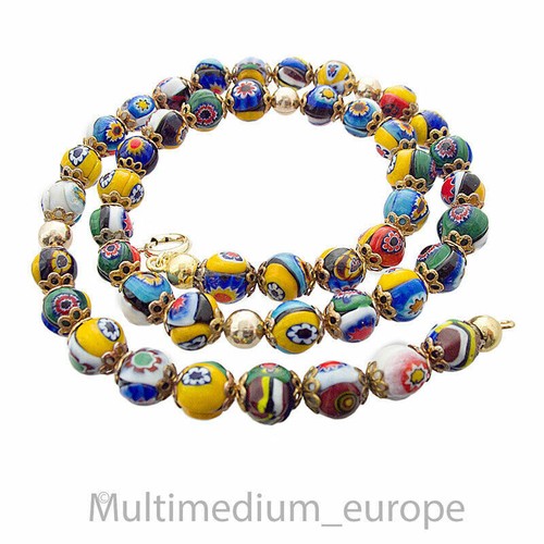 Vintage Murano Glas Kette Halskette bunt glass necklace millefiori - Picture 3 of 5