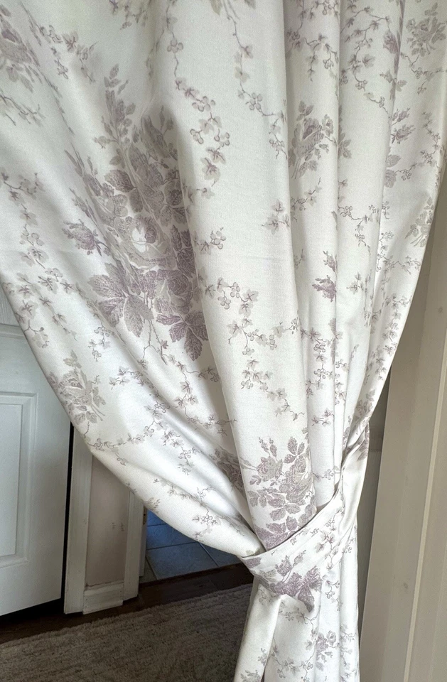 "Cortinas florales moradas Laura Ashley Sophia 40x86"" forradas Cottagecore 1 par" Foto 4 de 4