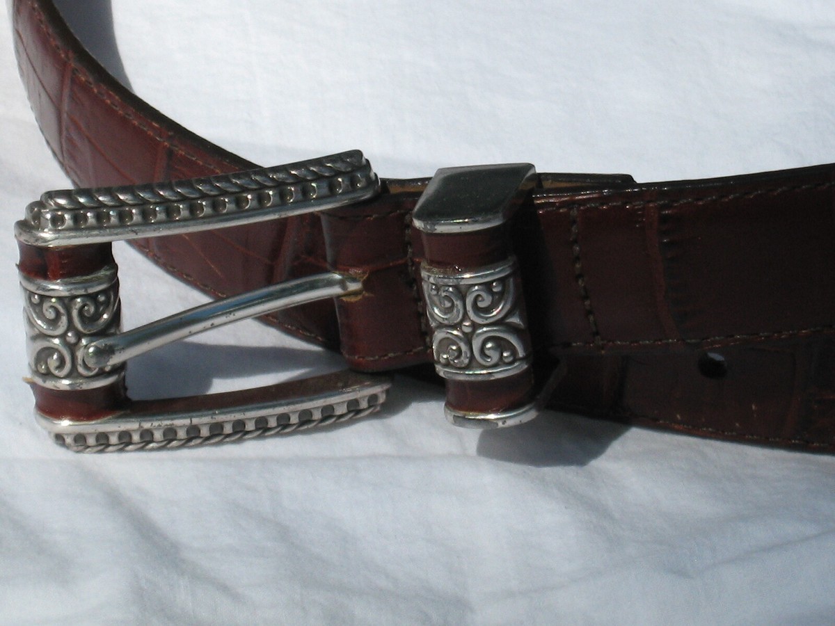 Brighton TURTLE Silver tone Buckle Leather Belt  Size  S 28  B3707 Rare Find! 90 Brighton TURTLE Buckle Leather Belt Size 30 B30415 NWT Rare  main image 2