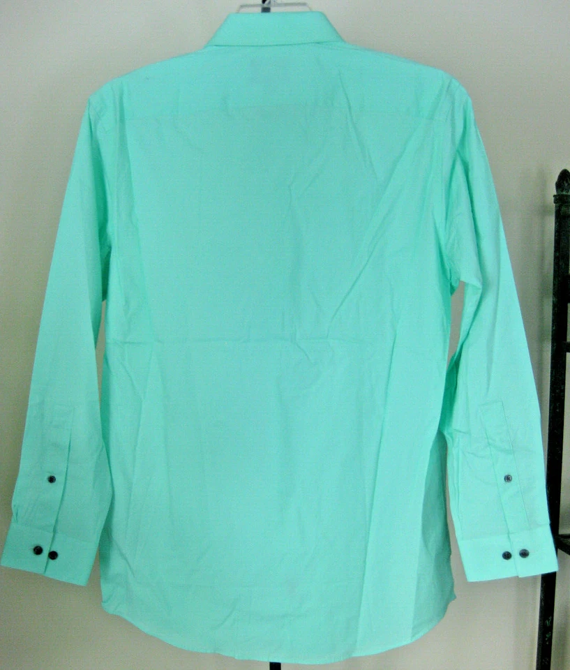 APT. para hombre nuevo con etiquetas. Camisa de vestir 9 LS talla 16 32/33 verde menta calce ajustado algodón elástico Foto 2 de 4