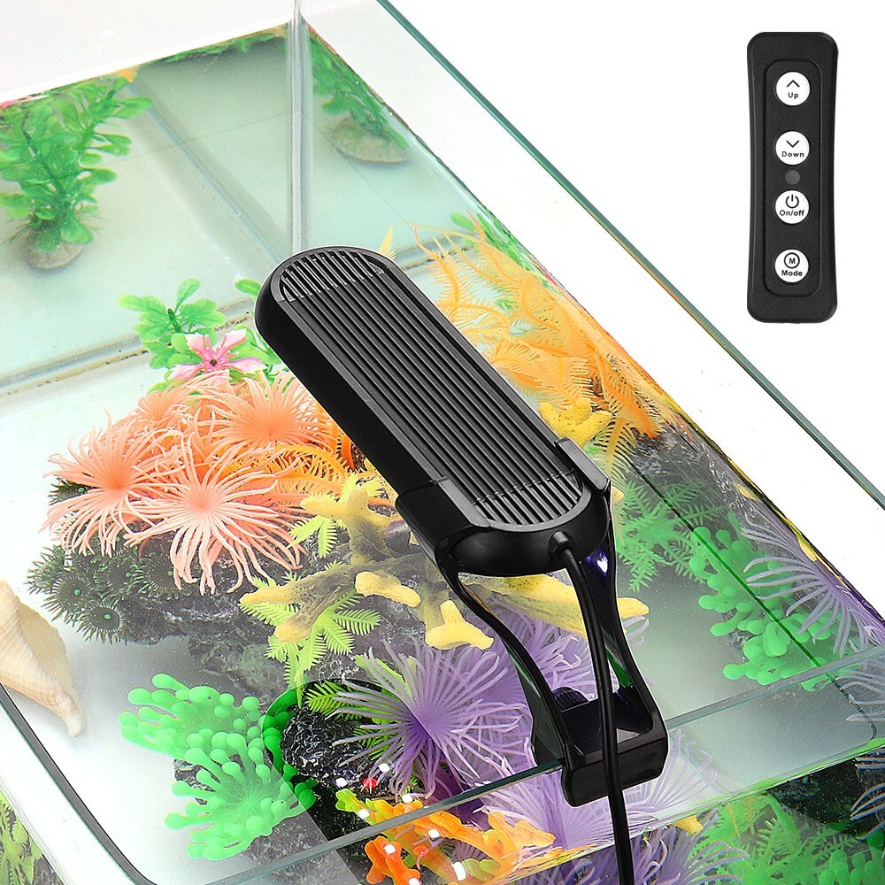Aquarium LED Light Clip On 6W RGB Full Spectrum Fish Tank With Remote