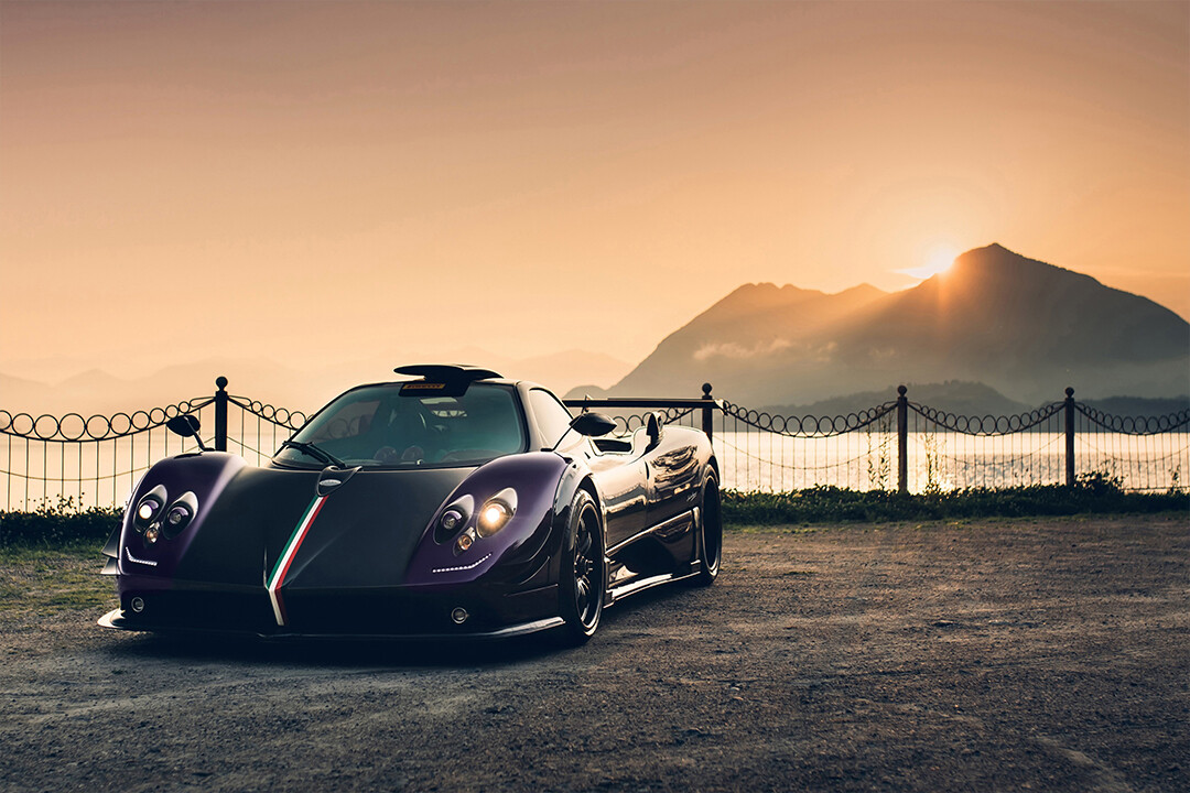 Pagani Zonda Supercar Sunset Mountain Art Wall Print - POSTER